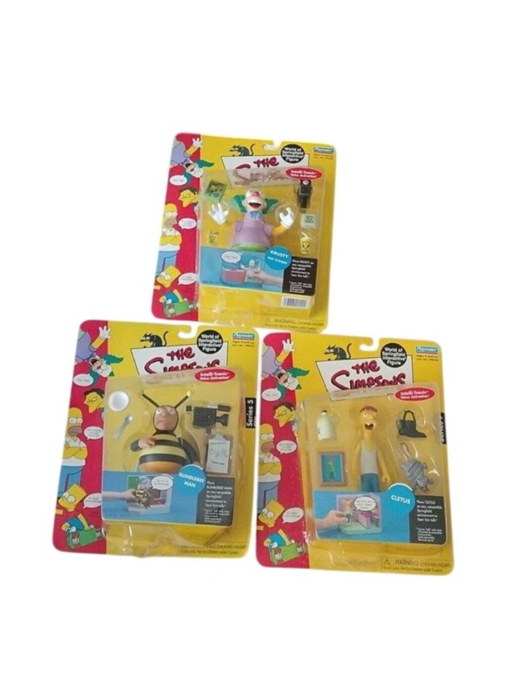 Playmates World of Simpsons Krusty, Bumblebee Man + Cletus Figures, set of 3